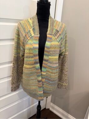 Free People Multicolor Pastel Open-Front Knit Cardigan